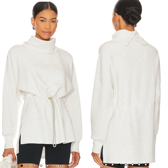 Varley Tops - Varley Freya Ivory Marl Doublesoft Funnel Neck Tunic Sweatshirt Womens Medium